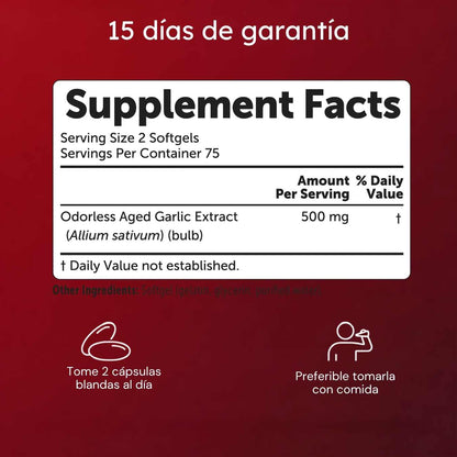 Cápsulas blandas de ajo añejo sin olor - Favorece la vitalidad cardiovascular
